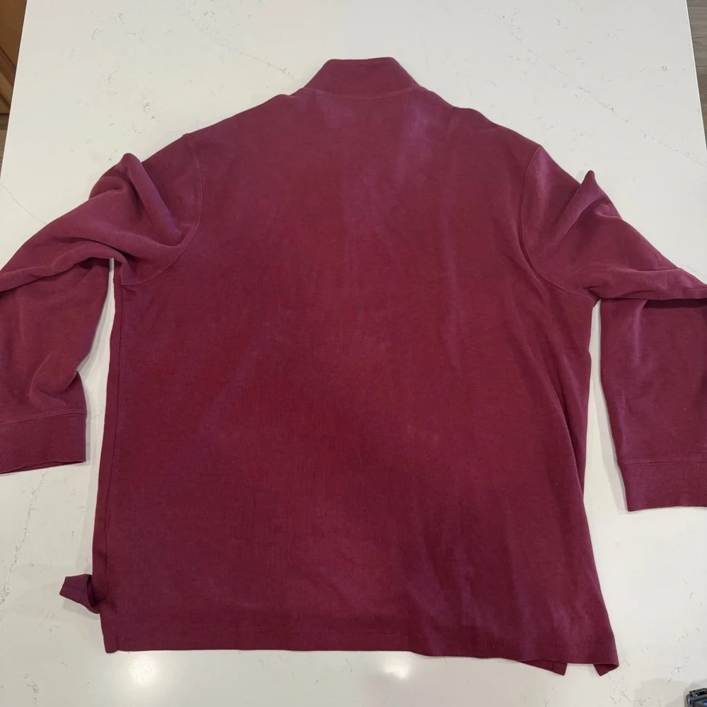 Polo Ralph Lauren Sweater Men's Quarter Zip Maroon Estate Rib -XXL